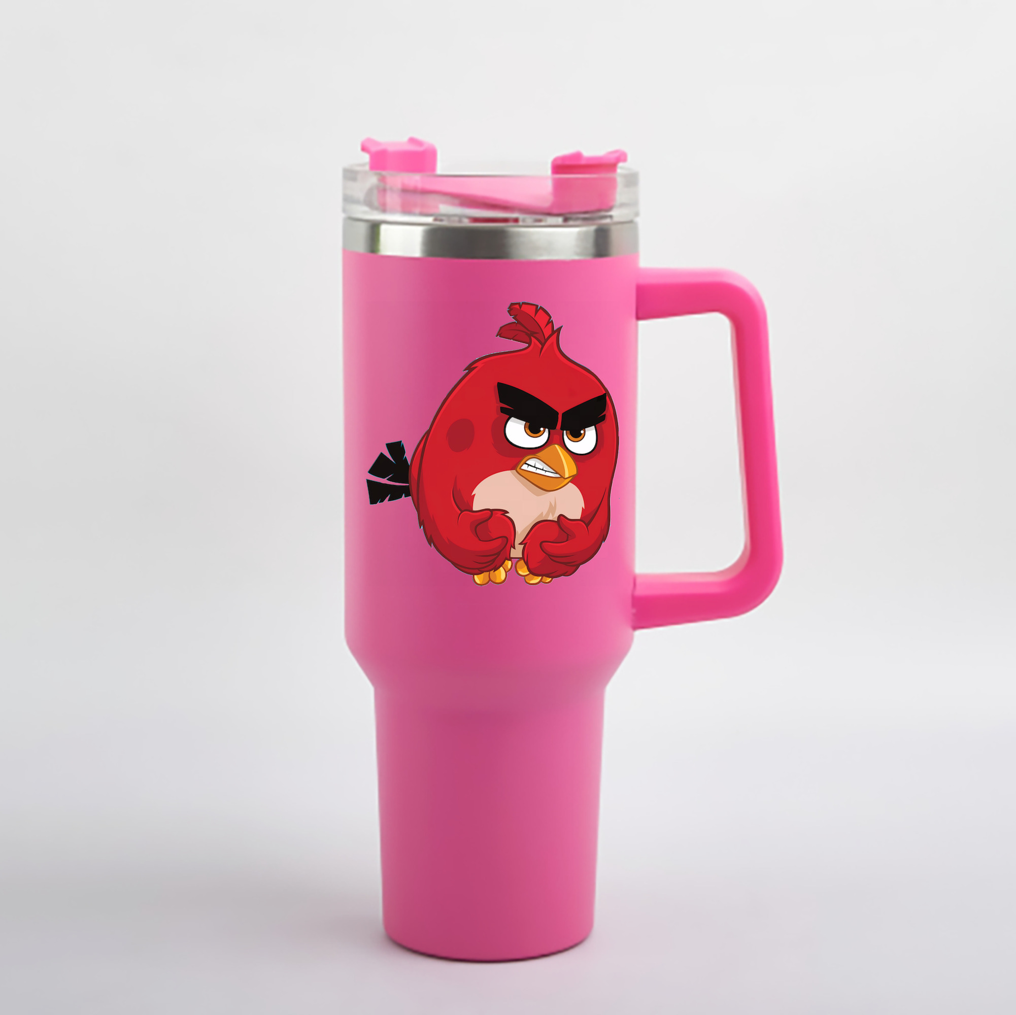 （画像用） Angry Birds アングリーバード 1200mL車用タンブラー - クリスタルステッカー（プラスチックストロー付き）